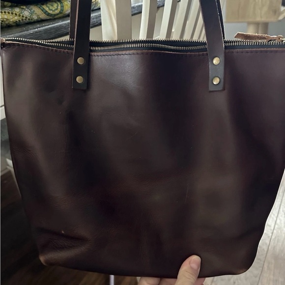 Portland Leather Dark Brown Tote Bag - Picture 2 of 5